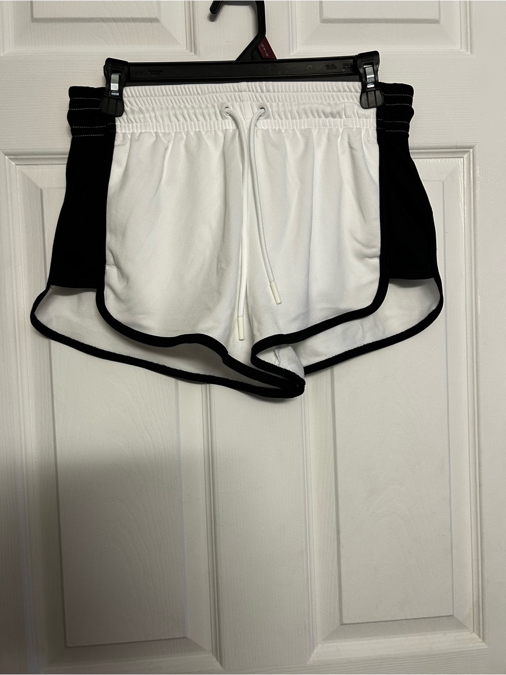 Athletic Works White and Black Women's Athletic Shorts with Drawstring